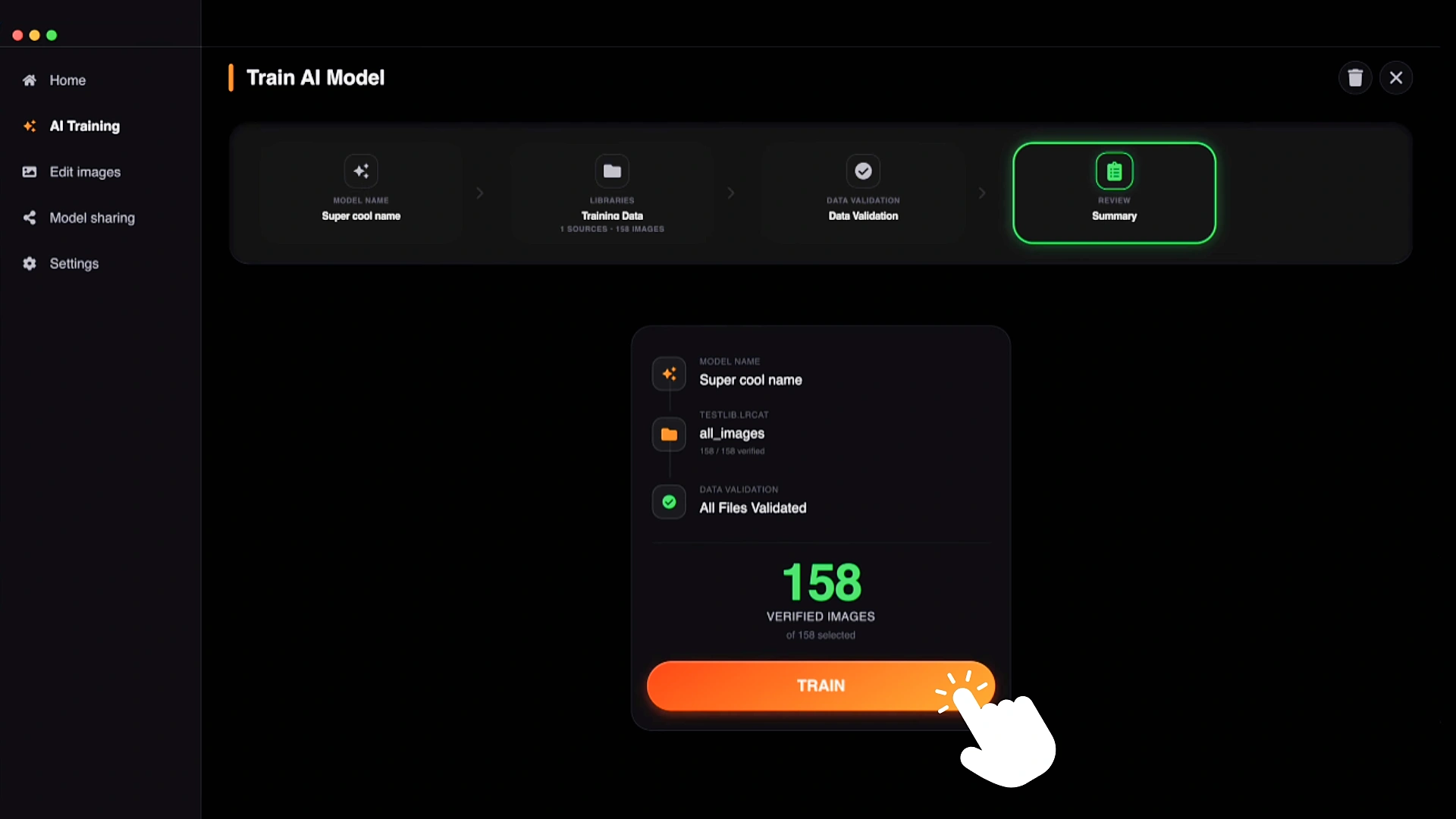 FotoLab training a personal AI style profile from your photos